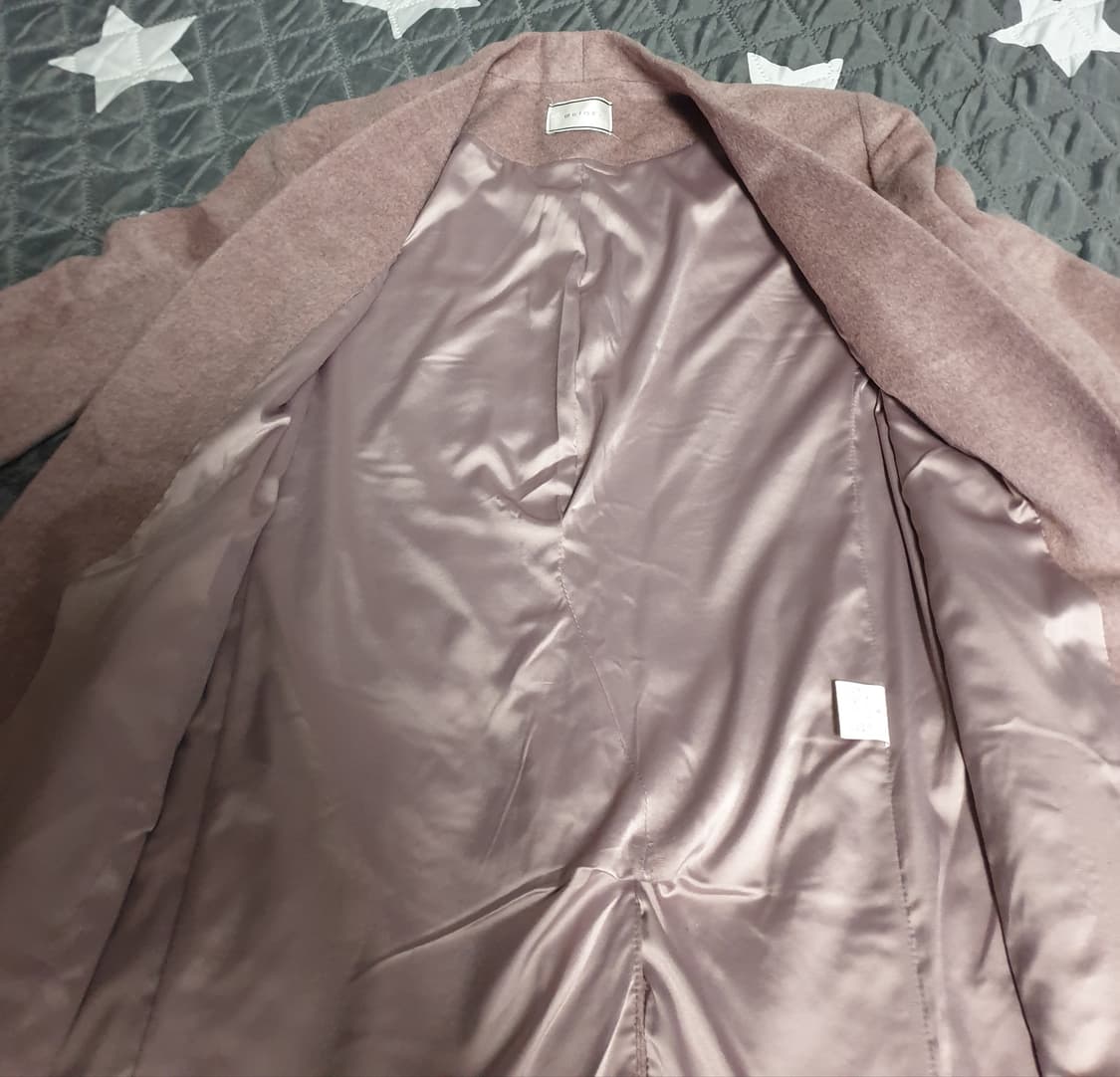 BEIGE 캐시미어 블렌드 안감실크 버튼리스 울 코트 라이트핑크(M) 상품이미지3