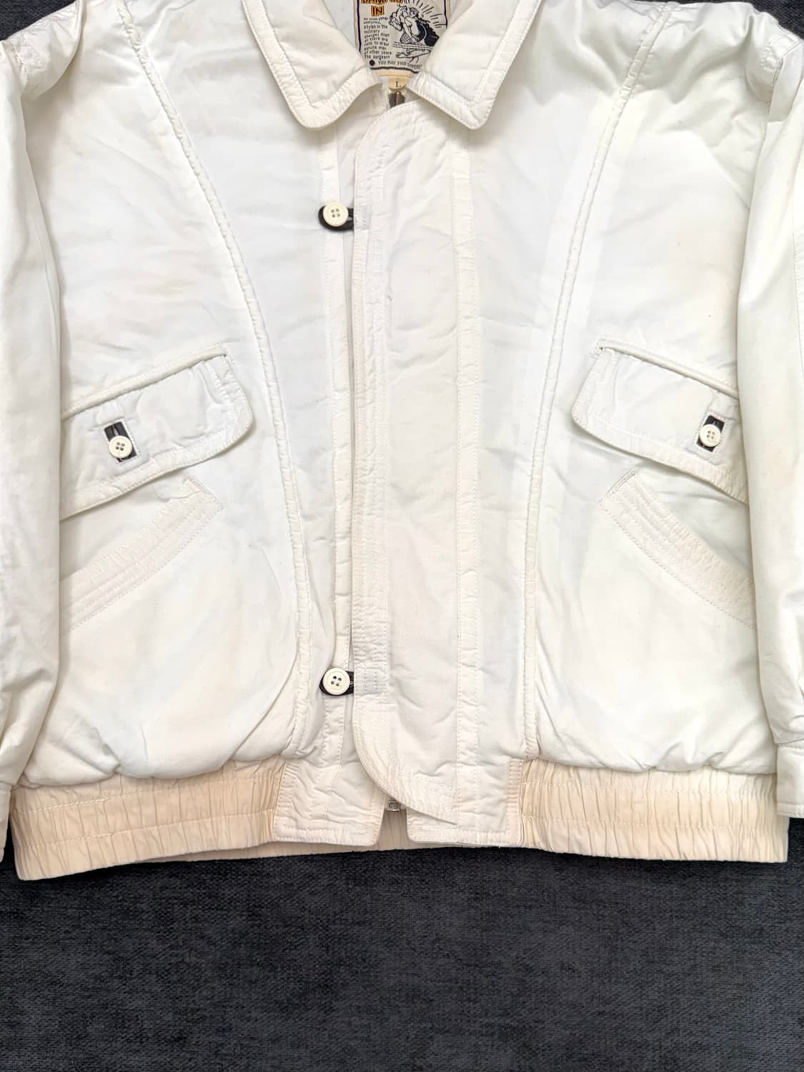 빈티지 아이보리 코튼 봄버 자켓 상품이미지5