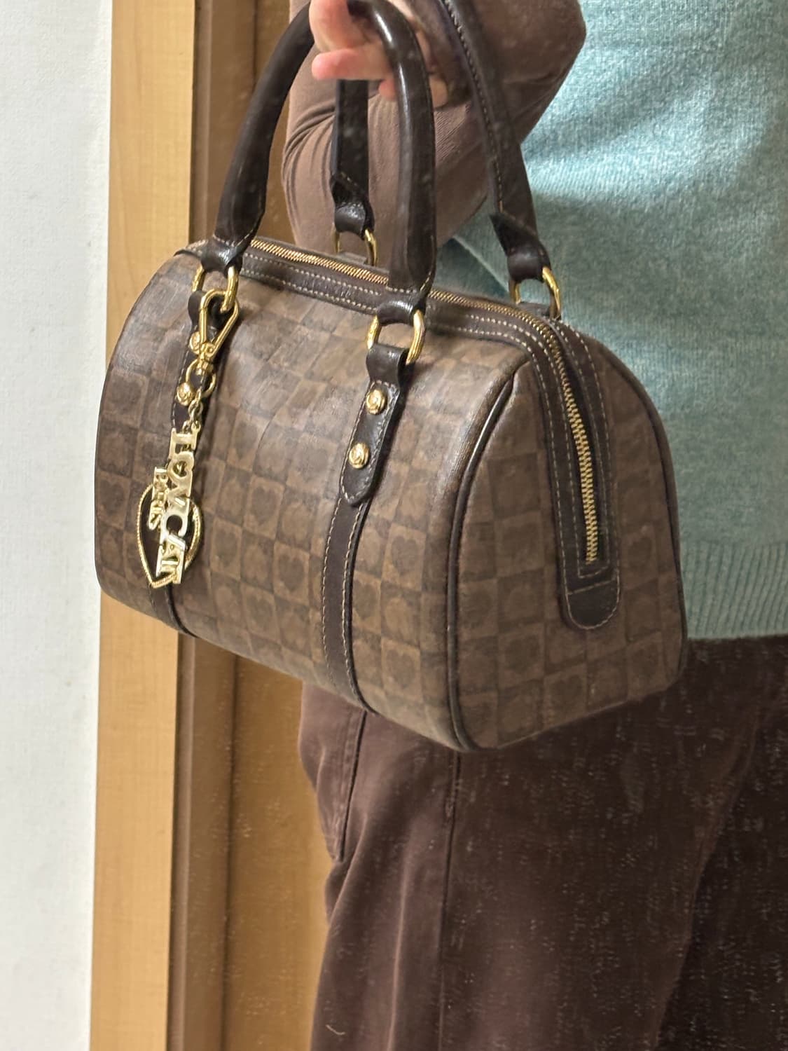 상태좋음) 러브캣 하트패턴 보스턴 토트백 상품이미지3