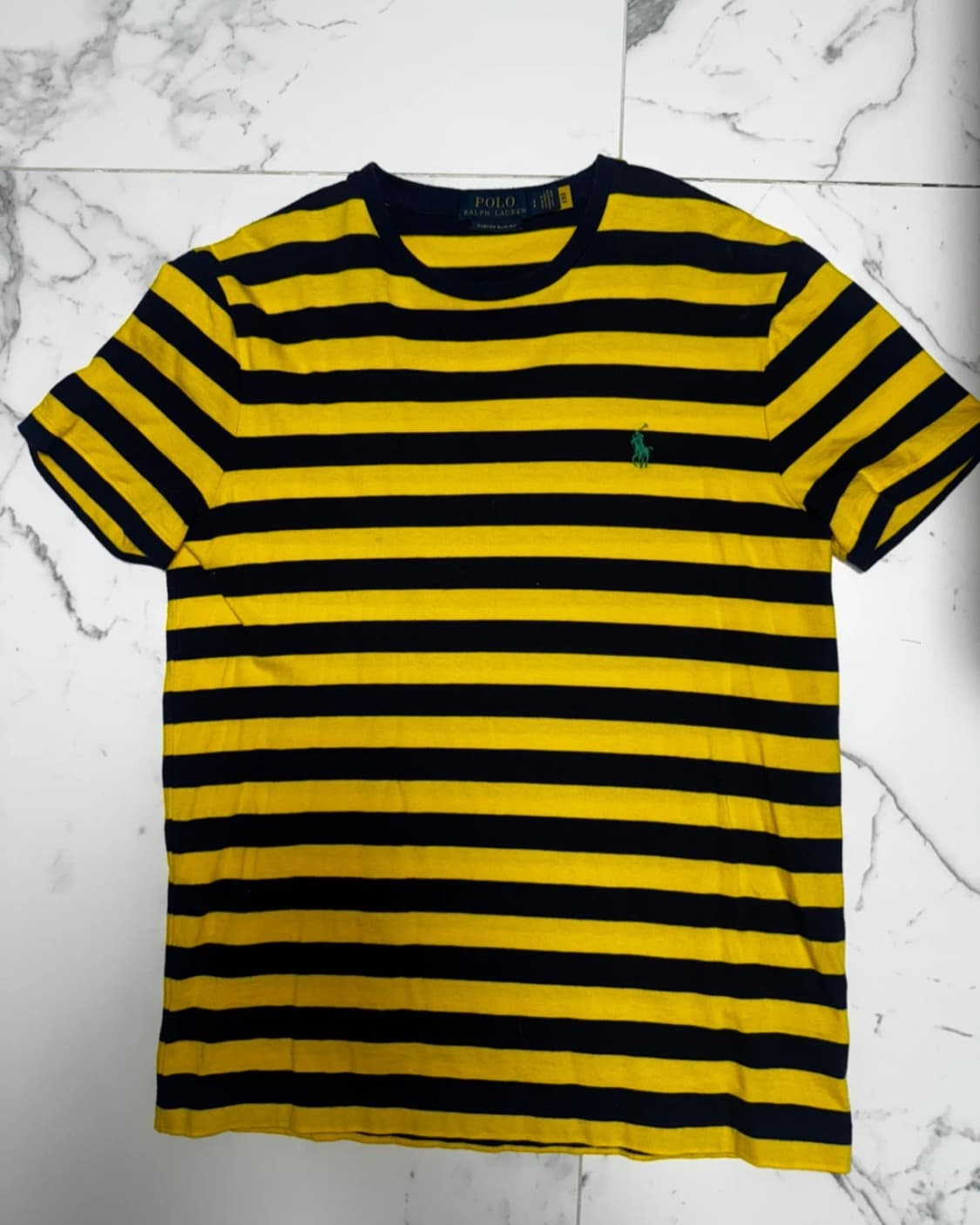 폴로 옐로우블랙 스트라이프 티셔츠 S 상품이미지1