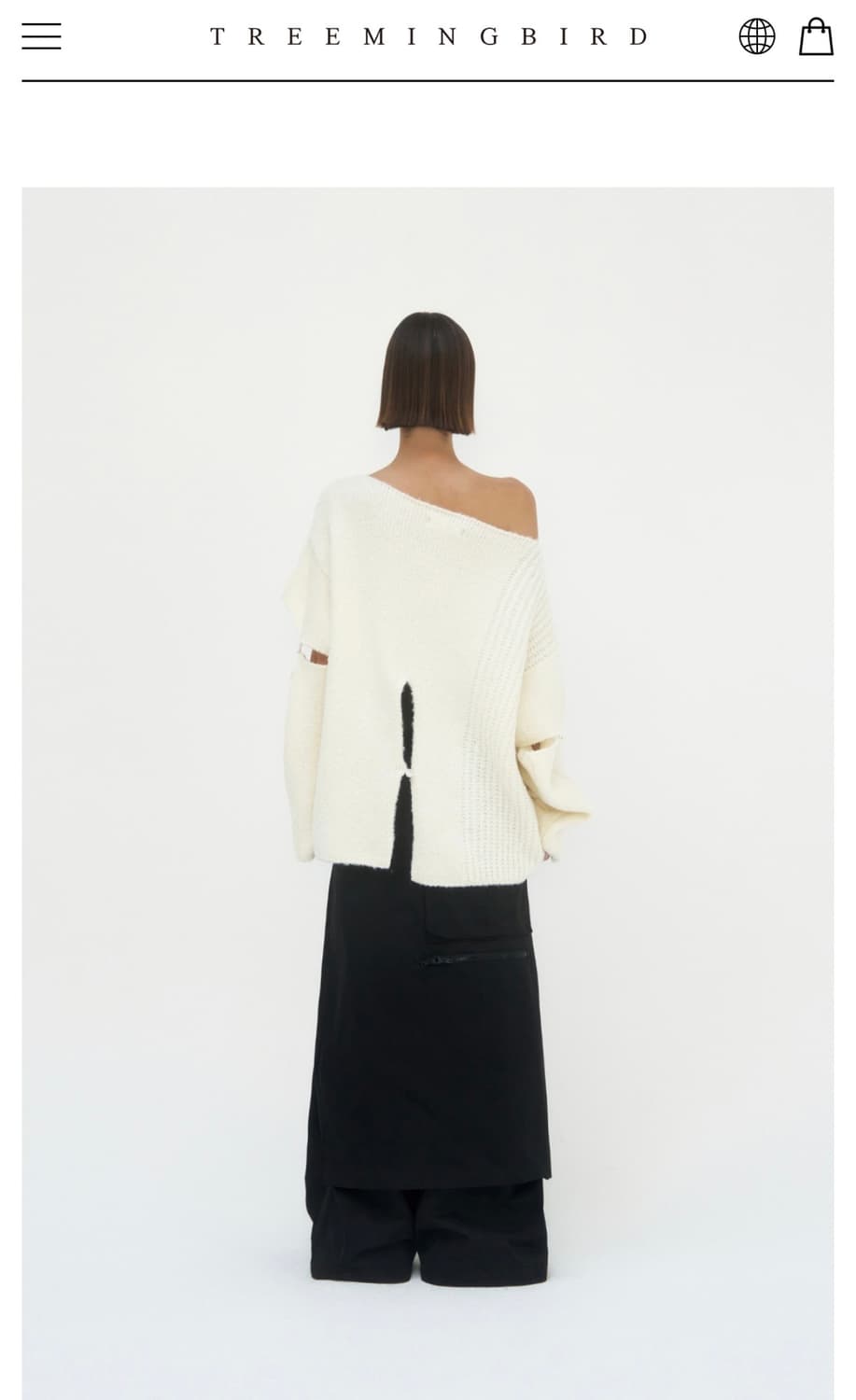 트리밍버드) Sleeve Slit Boat Neck Knit IV F 상품이미지3