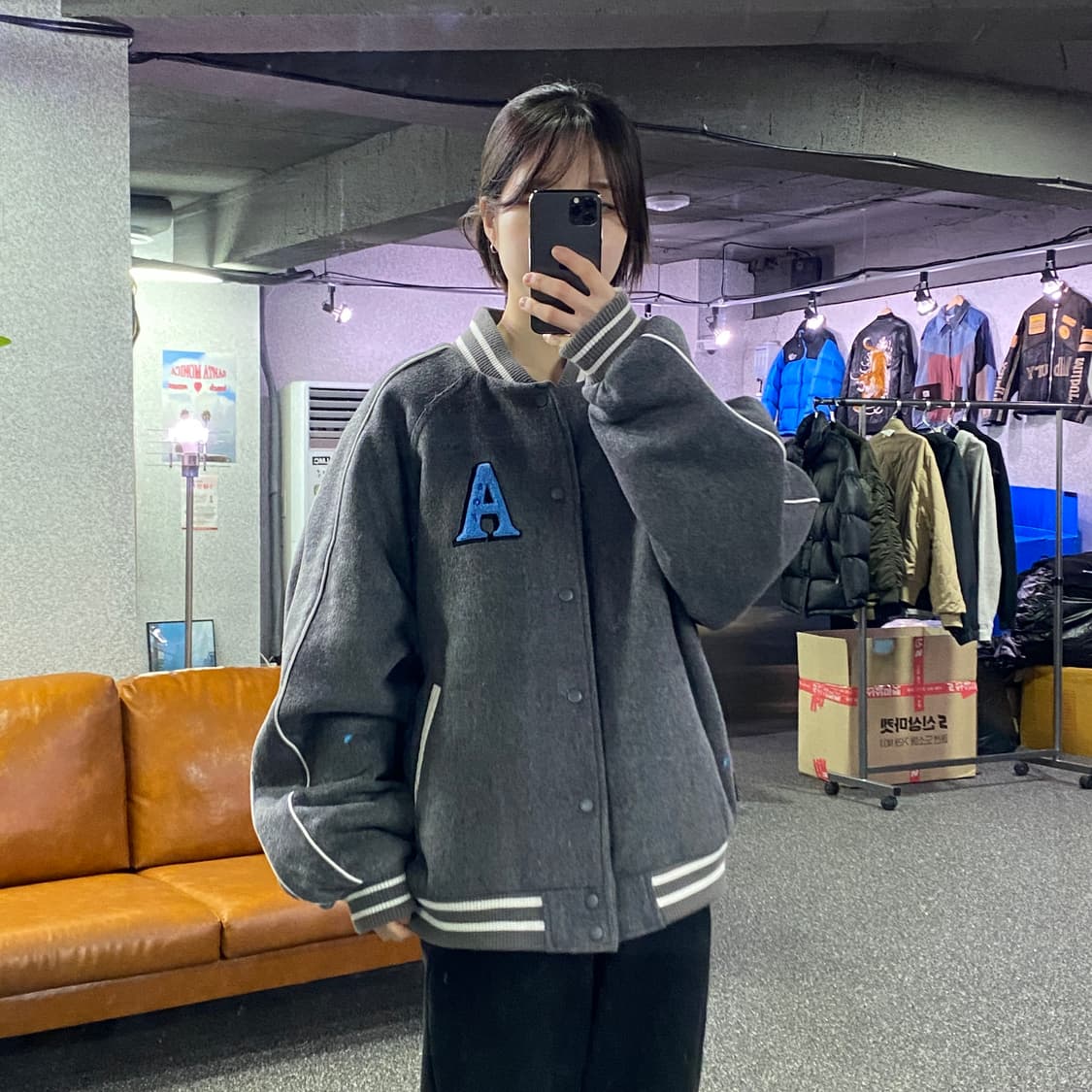 ASOF 컬러블럭로고 울 바시티 B3683 상품이미지1