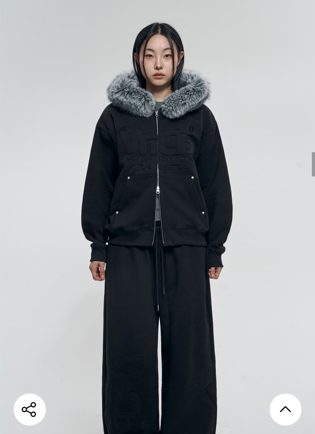 벤힛 MRT 아플리케 퍼 후드집업 블랙 상품이미지2