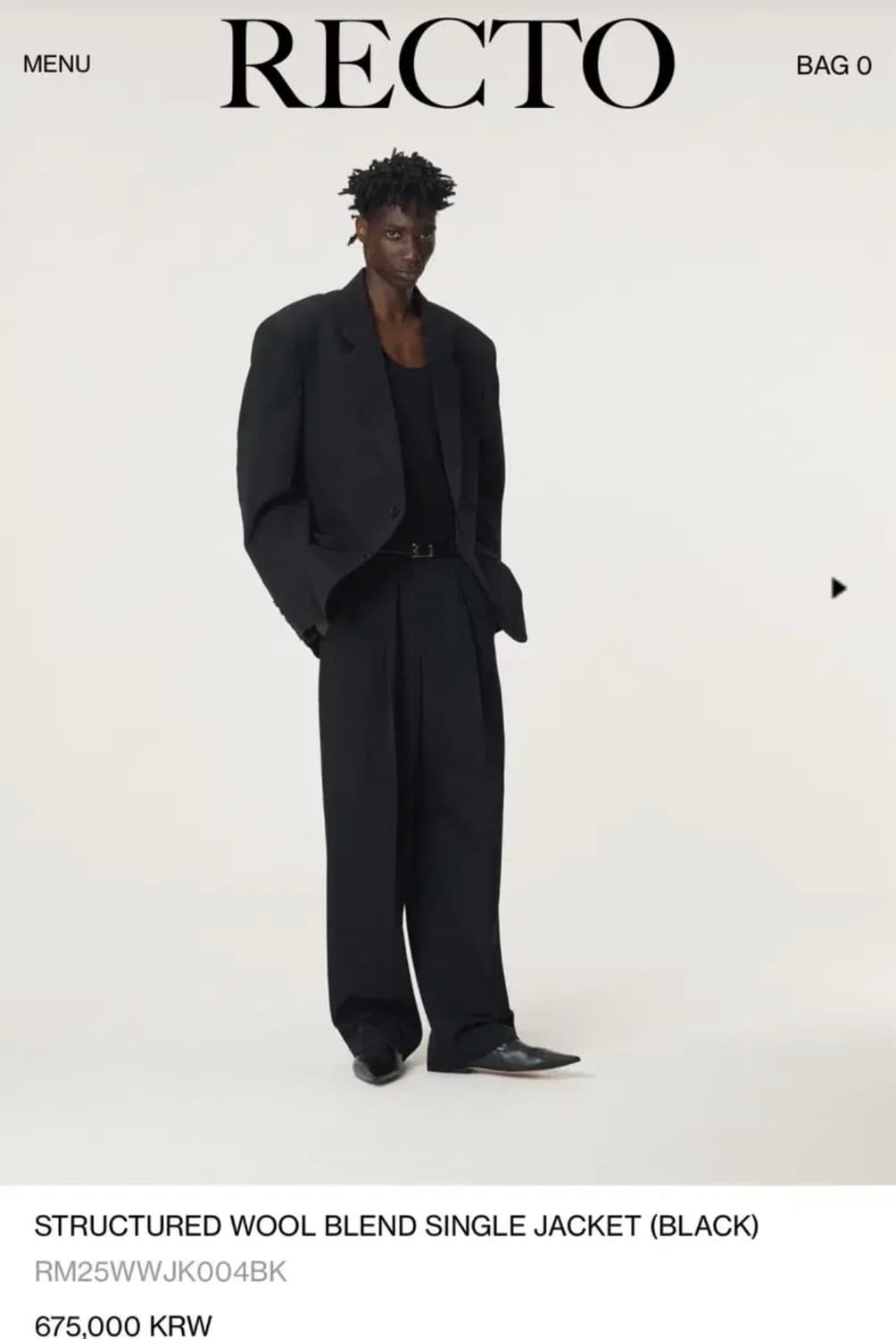 렉토 25fw 스트럭처 울 블레이저 블랙 m 상품이미지1