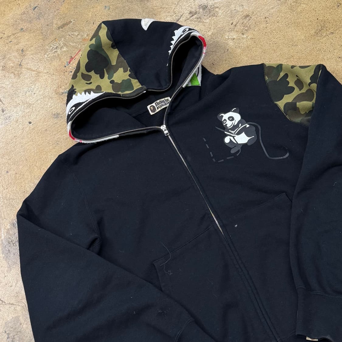 베이프 판다 팬더 블랙 카모 밀리터리 유니크 레어 희귀 풀 집 후드집업 상품이미지2