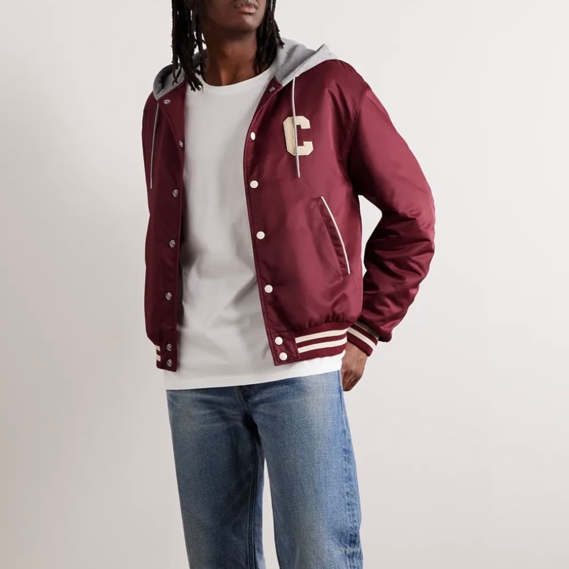 [S+급/52] 셀린느 테디 후드 백로고 봄버 바시티자켓 버건디 상품이미지8