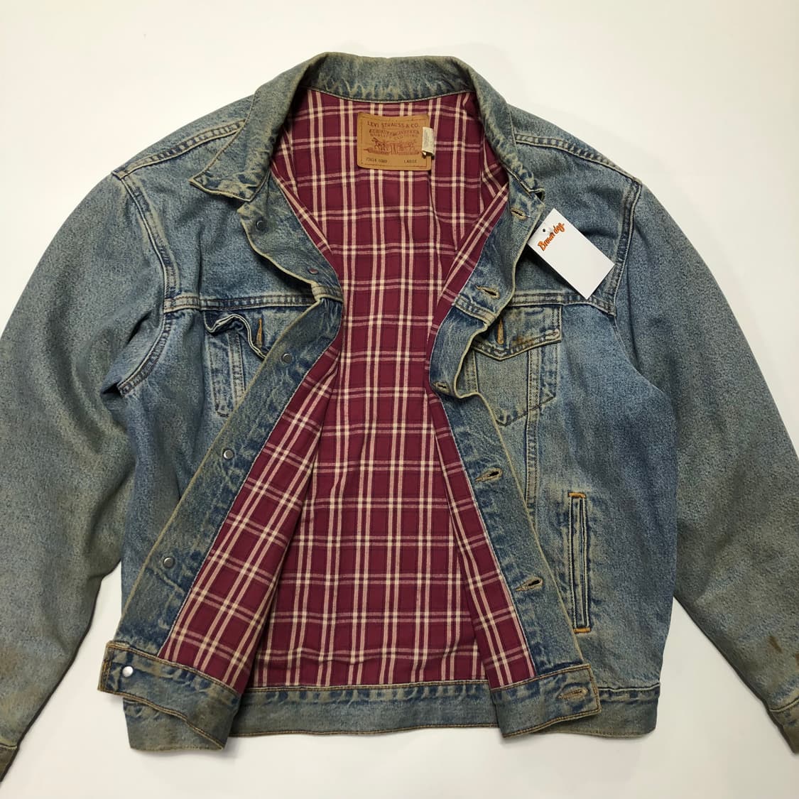 90s 리바이스 더티워싱 체크라이닝 데님 트러커자켓  상품이미지2