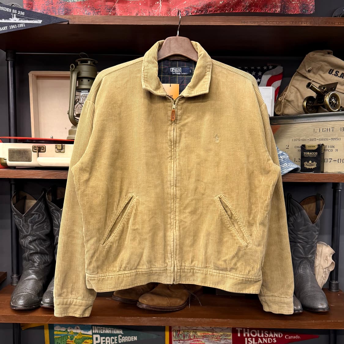 90s 폴로 랄프로렌 코듀로이 체크 라이닝 스윙탑 자켓 블루종 N650 상품이미지1