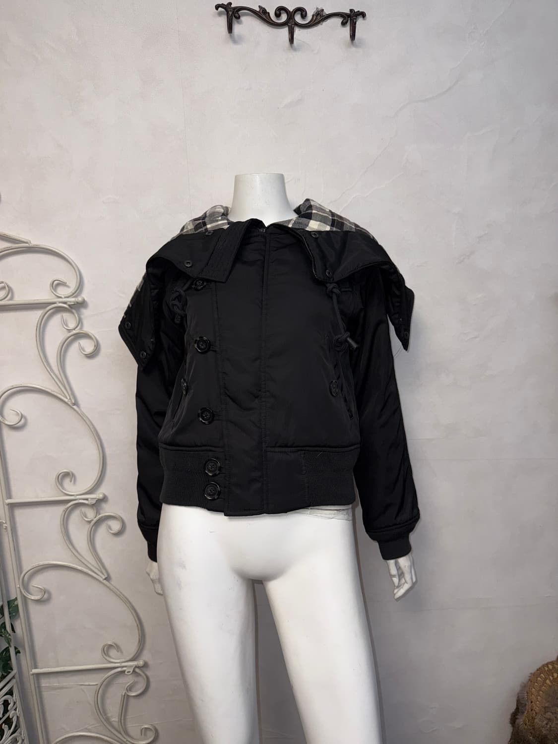 DIESEL black check hood flight bomber 상품이미지8