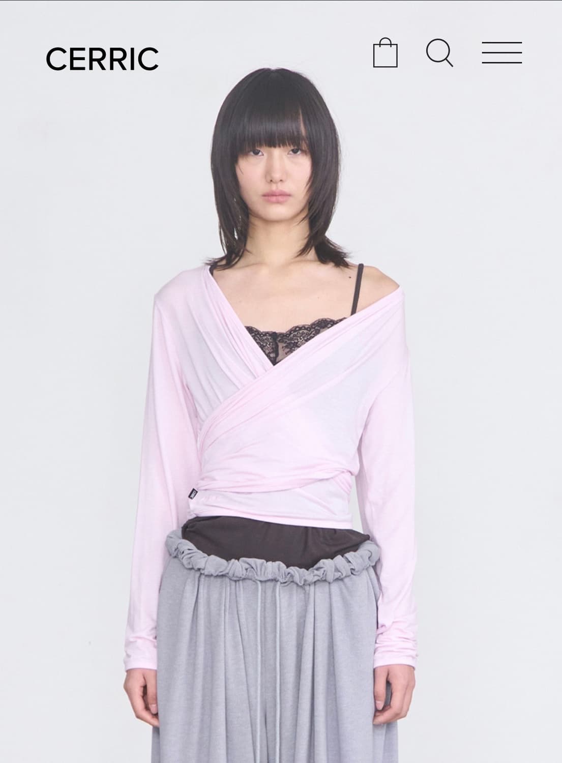 (구함)세릭 드레이프 랩 가디건 핑크 상품이미지1