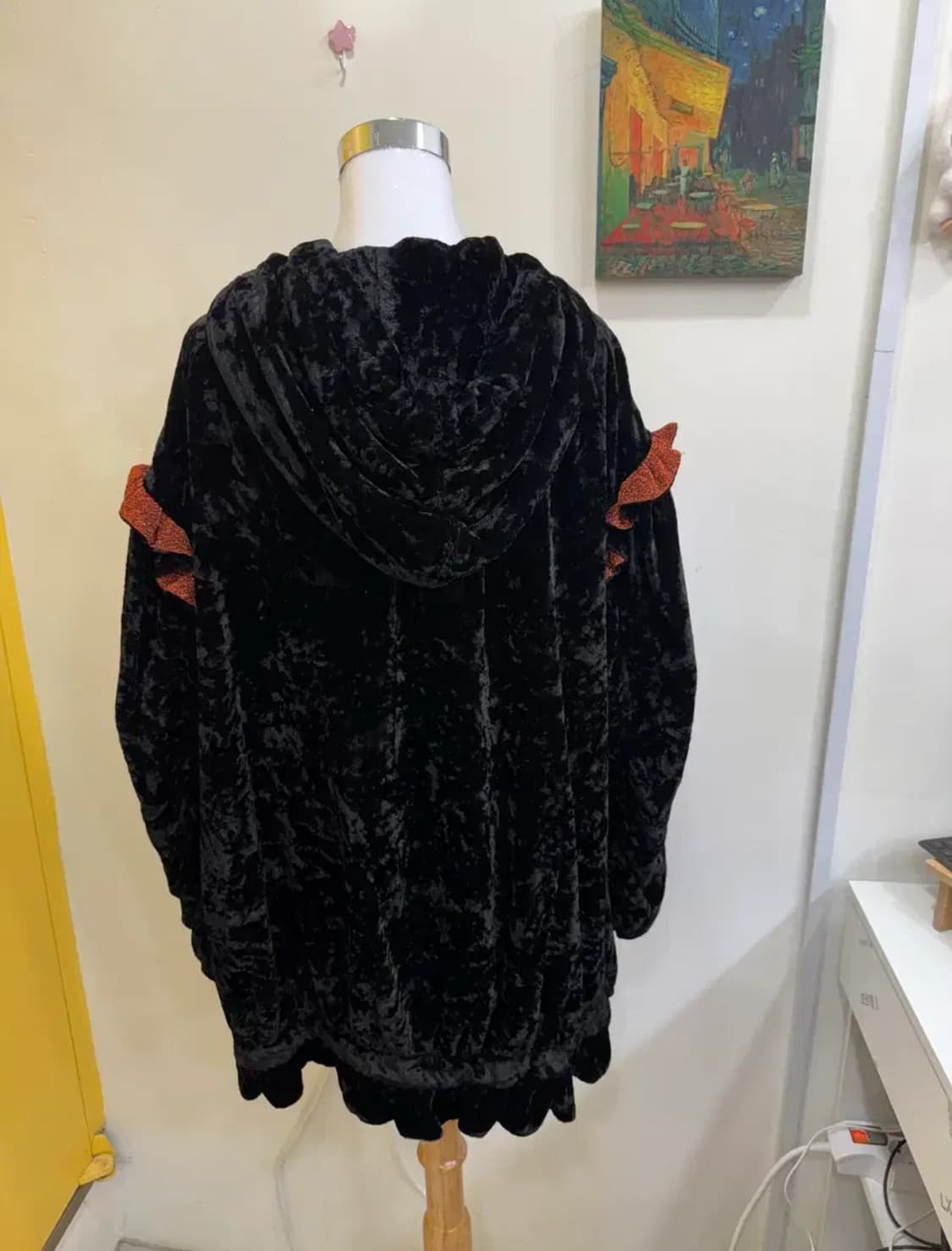 LUCKY CHOUETTE 벨벳 후드 집업 자켓 / 블랙빈티지 상품이미지6