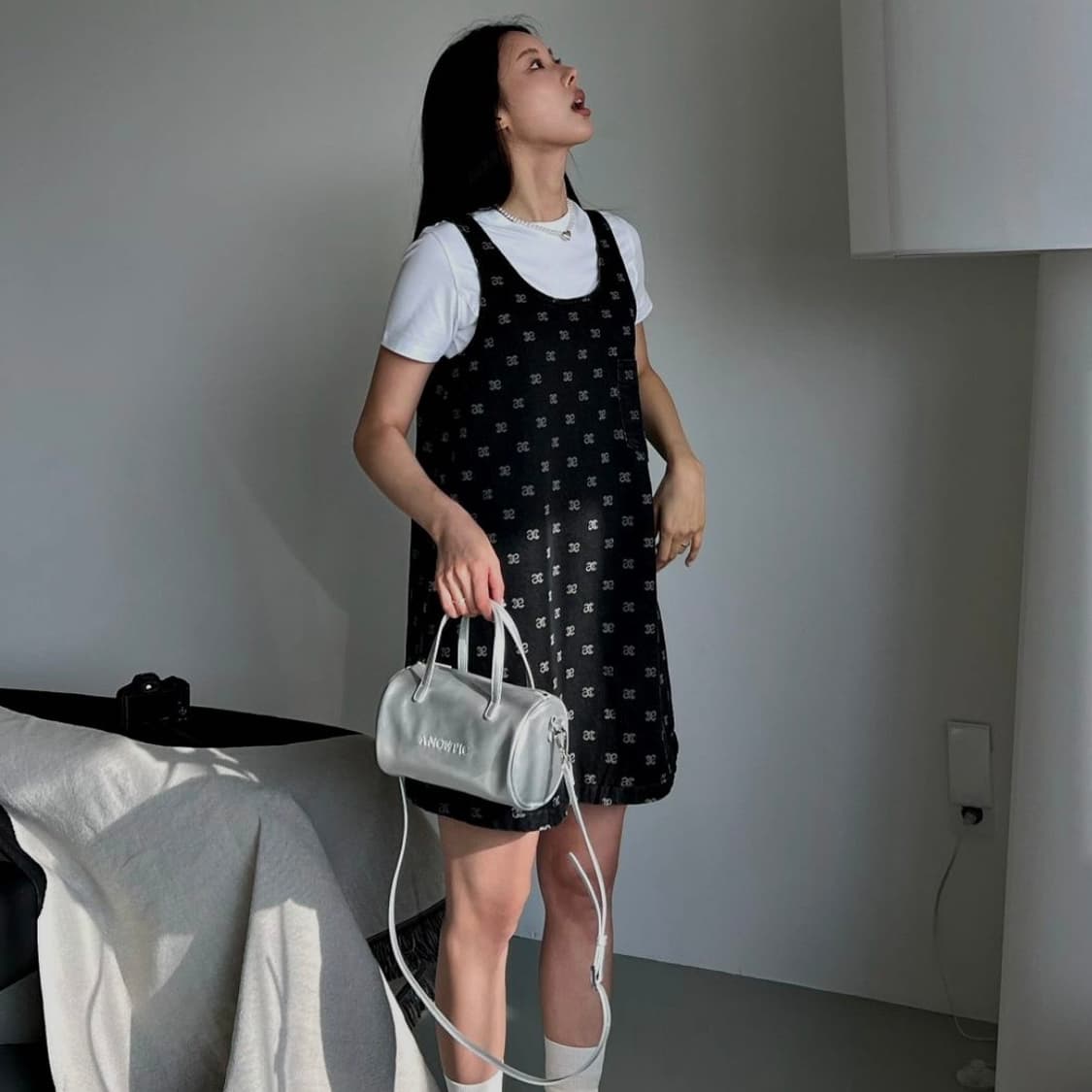 아노에틱 anc 로고 데님 슬리브리스 원피스 *유튜버 해유, 미희 착용* 상품이미지2