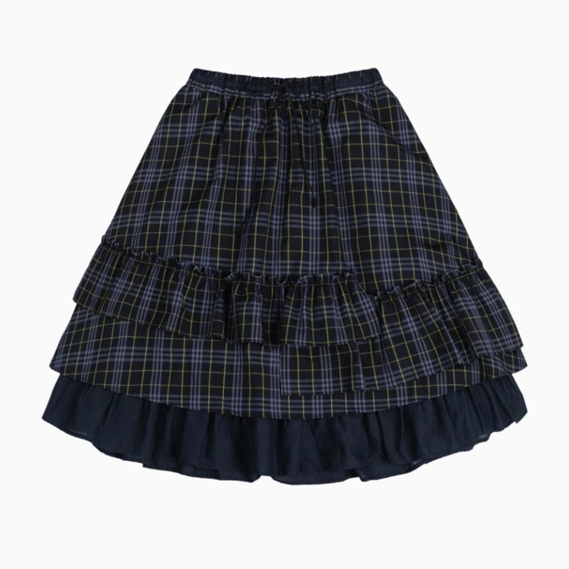 오헤시오 체크 프릴 미디 스커트 네이비 상품이미지1