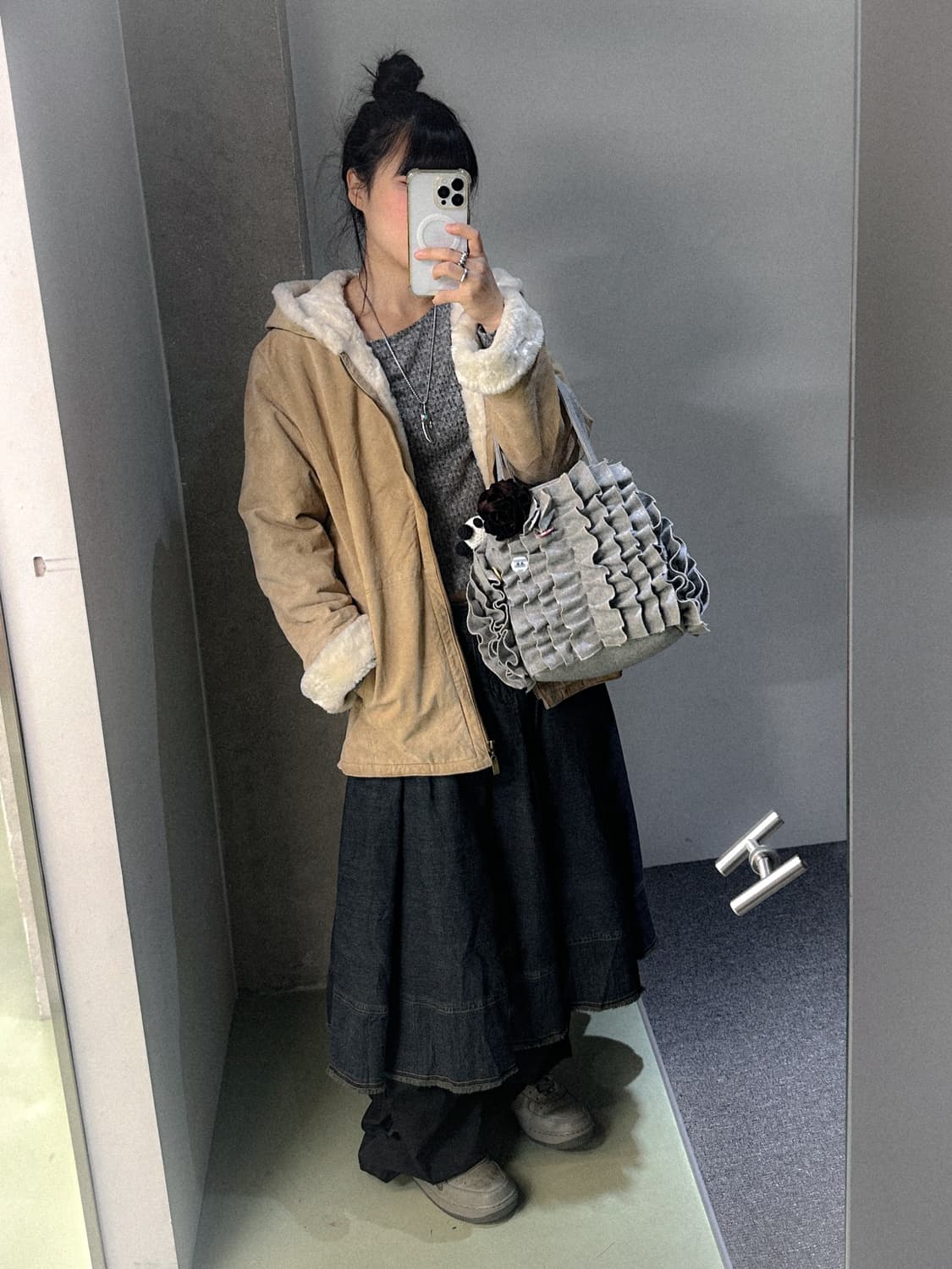 begie suede fur lining hd jacket 상품이미지3