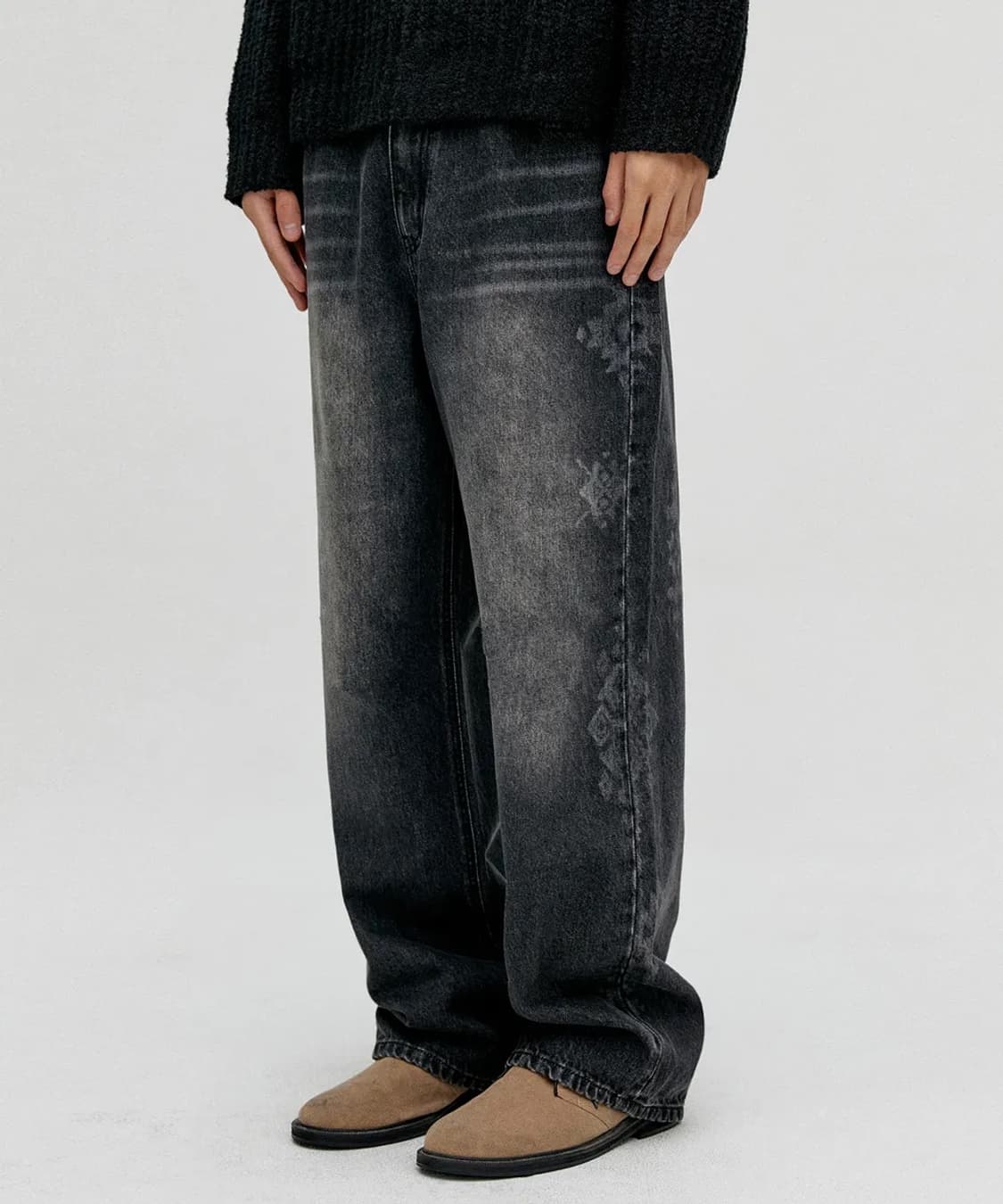 비바스튜디오 사이드 스노우 데님팬츠 바지 블랙 M 상품이미지4