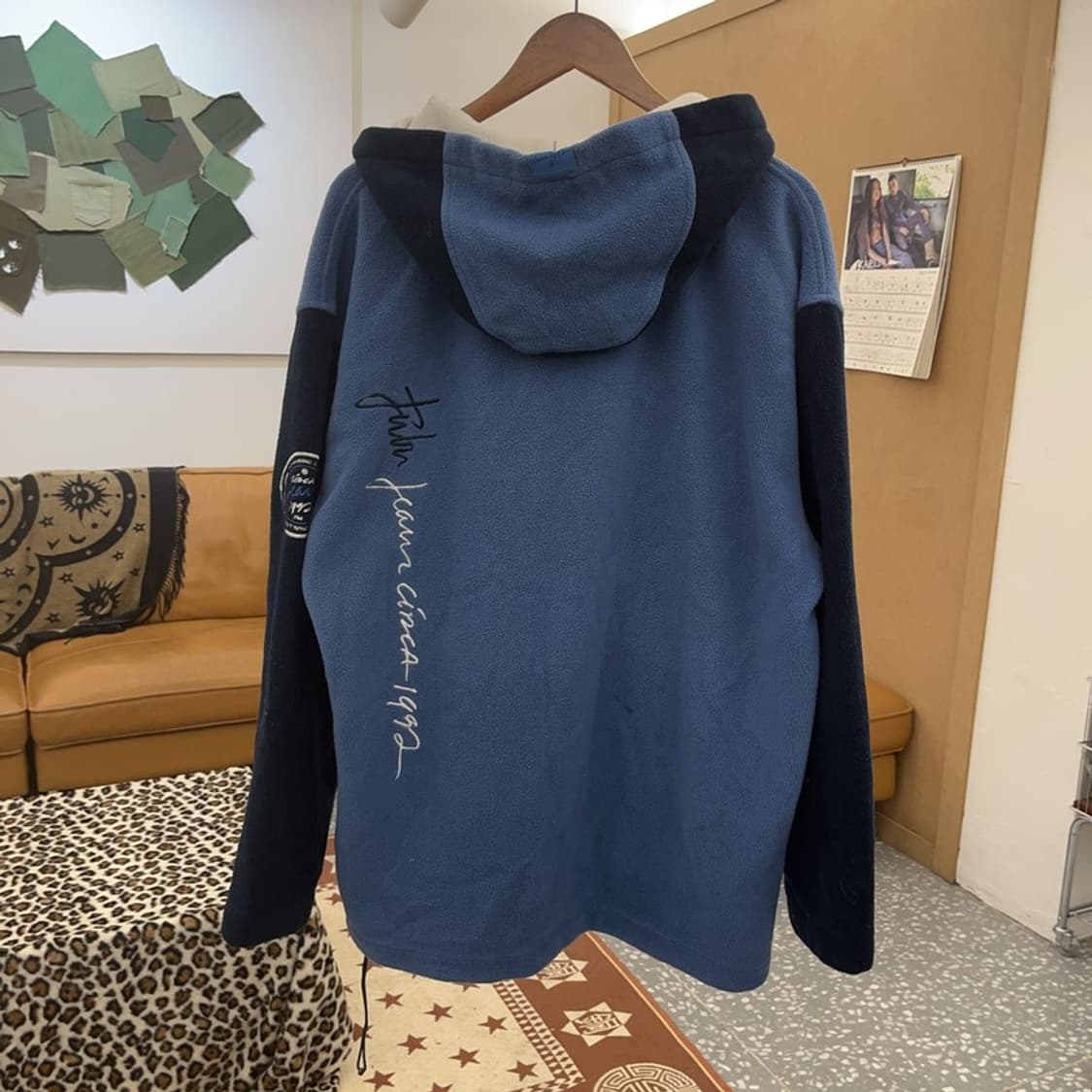 푸부 레트로 90's 딥블루 오버핏 후리스 후드집업 105 C09295 상품이미지4