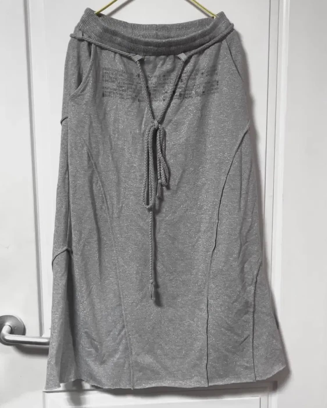 오호스 그레이 절개 롱스커트 상품이미지2