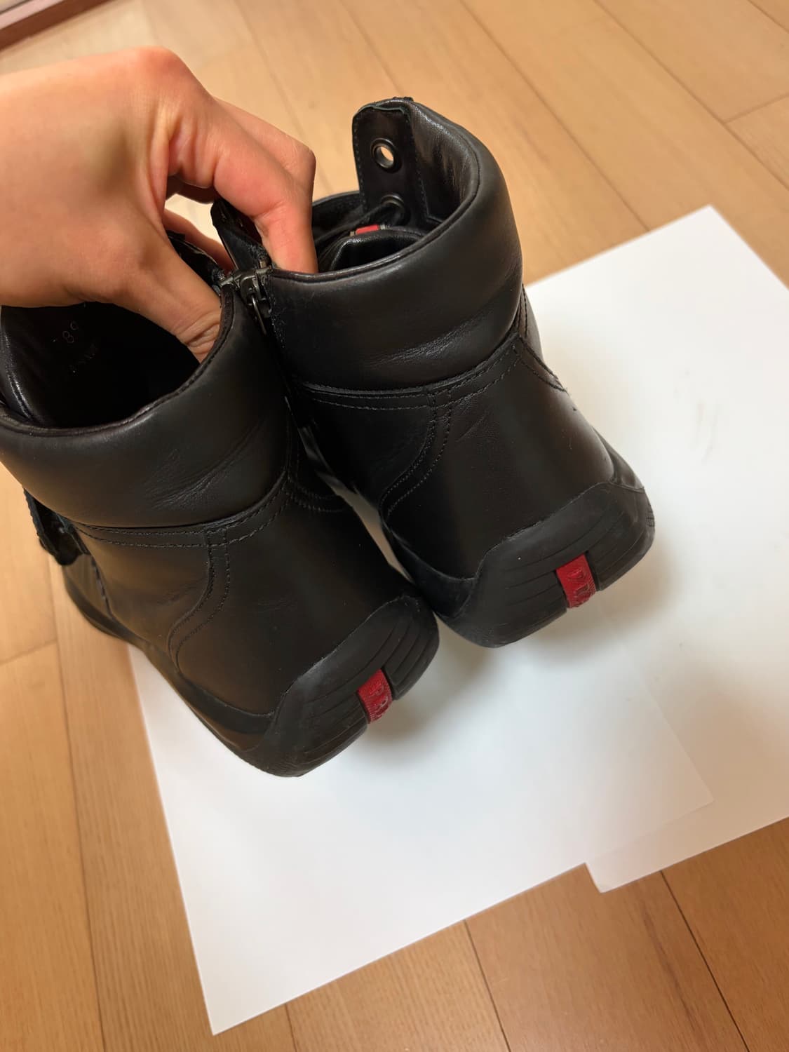 프라다 하이탑 레더 스니커즈 245 상품이미지6