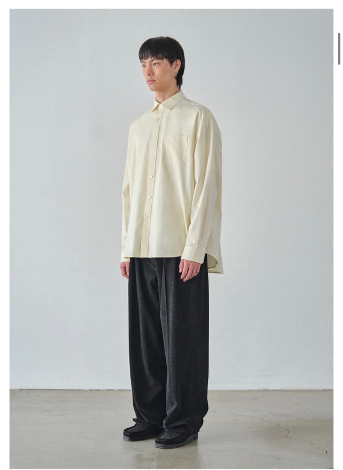 (새상품)(M) 커스텀어클락 헤링본 롱 슬리브 셔츠 YELLOW 판매 상품이미지5