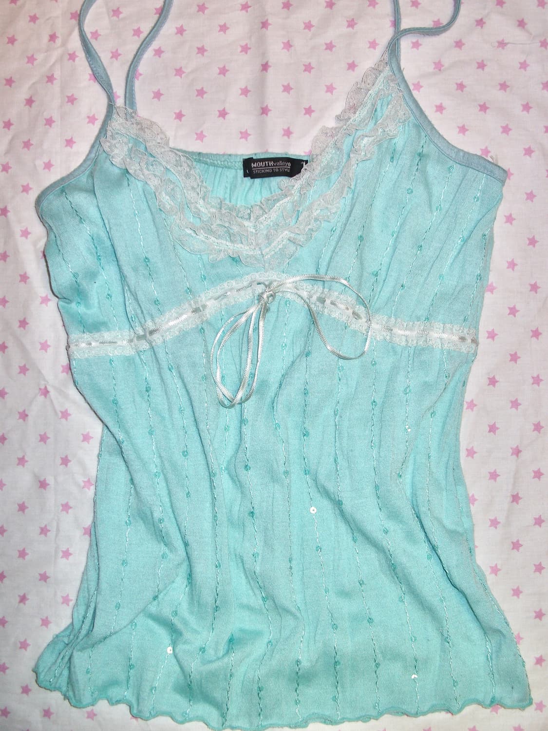 y2k 갸루 레이스 민트 모리걸 페어리 나시 상품이미지1