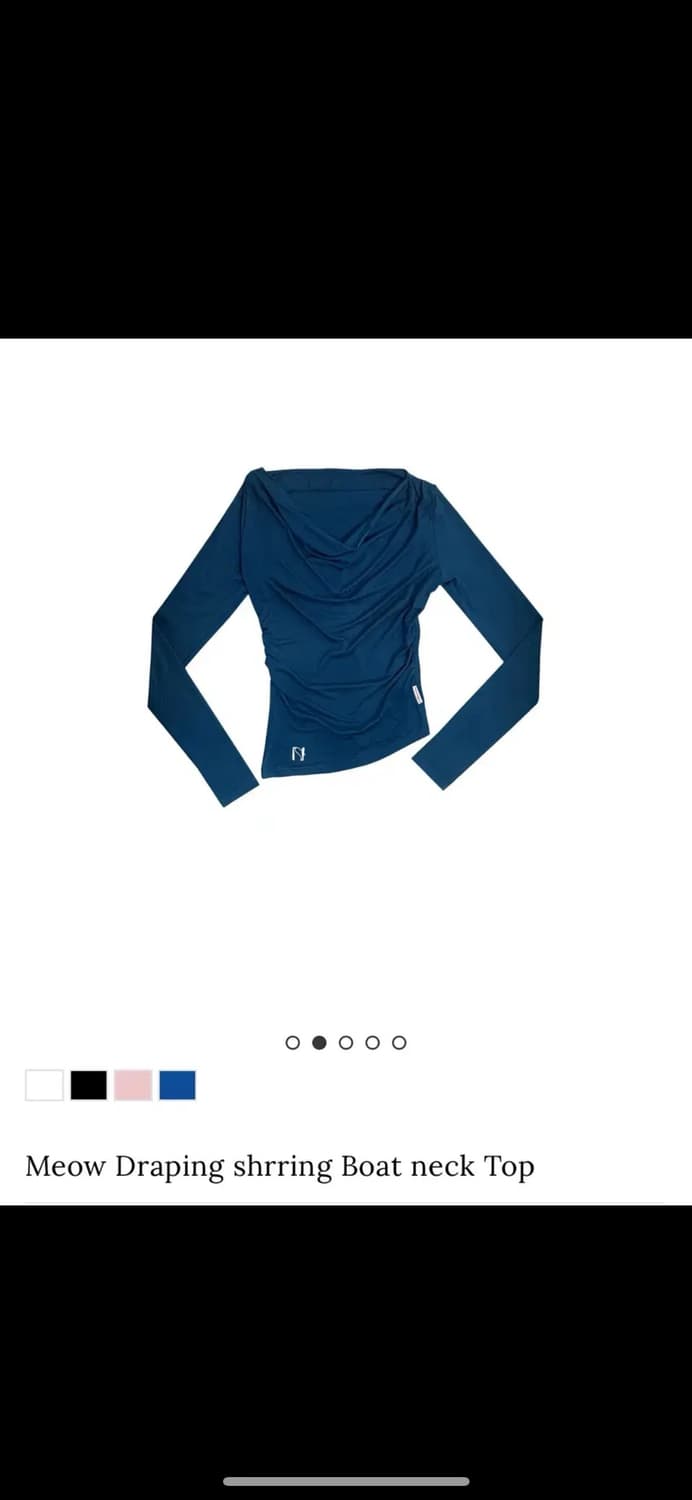 뉴얼린 미야오 드레이핑 셔링 보트넥탑 블루 상품이미지1