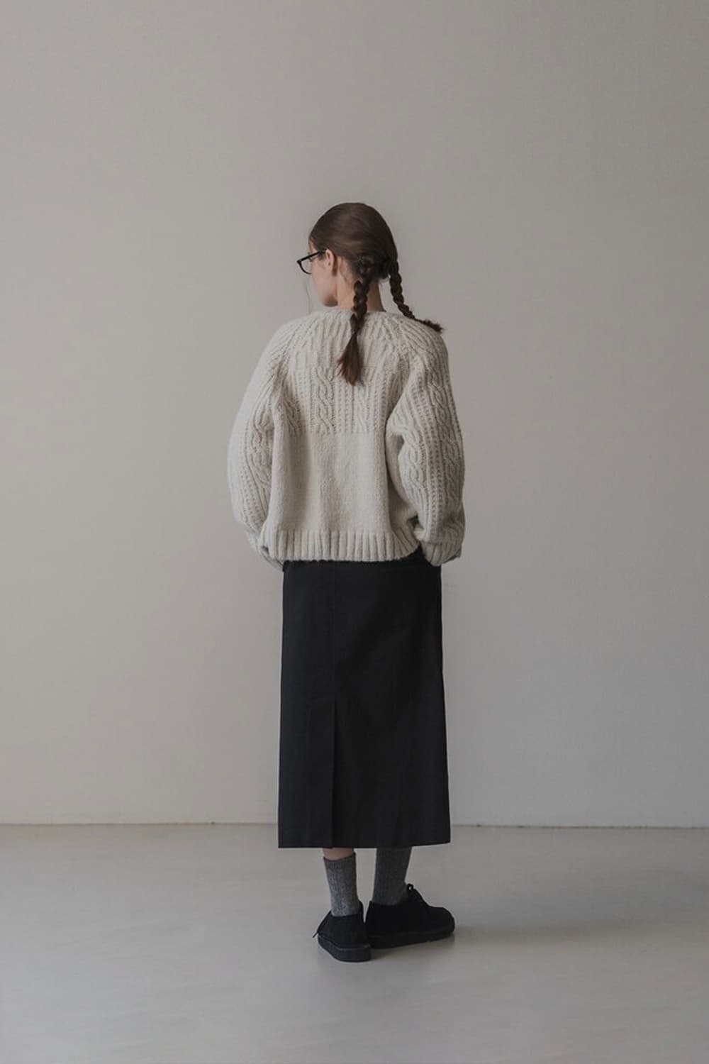 더미튼 더플 케이블 가디건 스노우 상품이미지3