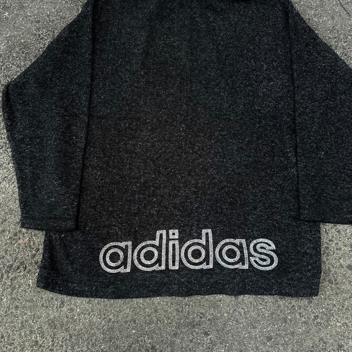 90s 아디다스 올드스쿨 스펠아웃 오버핏 차콜 후리스 점퍼 XL 상품이미지2