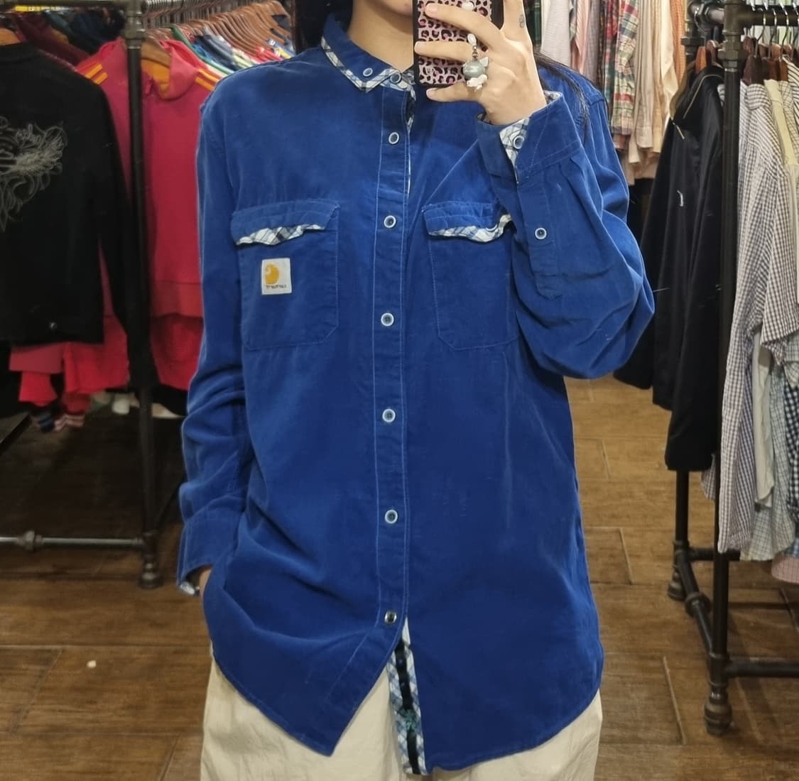 [Hi] 칼하트 긴팔 코듀로이 셔츠 블루 상품이미지3