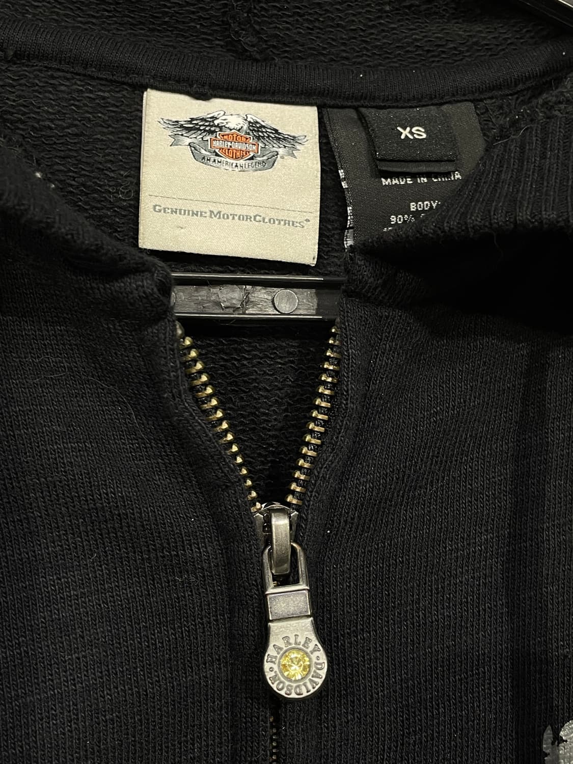 할리데이비슨 큐빅 y2k 날개 자수 후드 집업 XS 상품이미지10