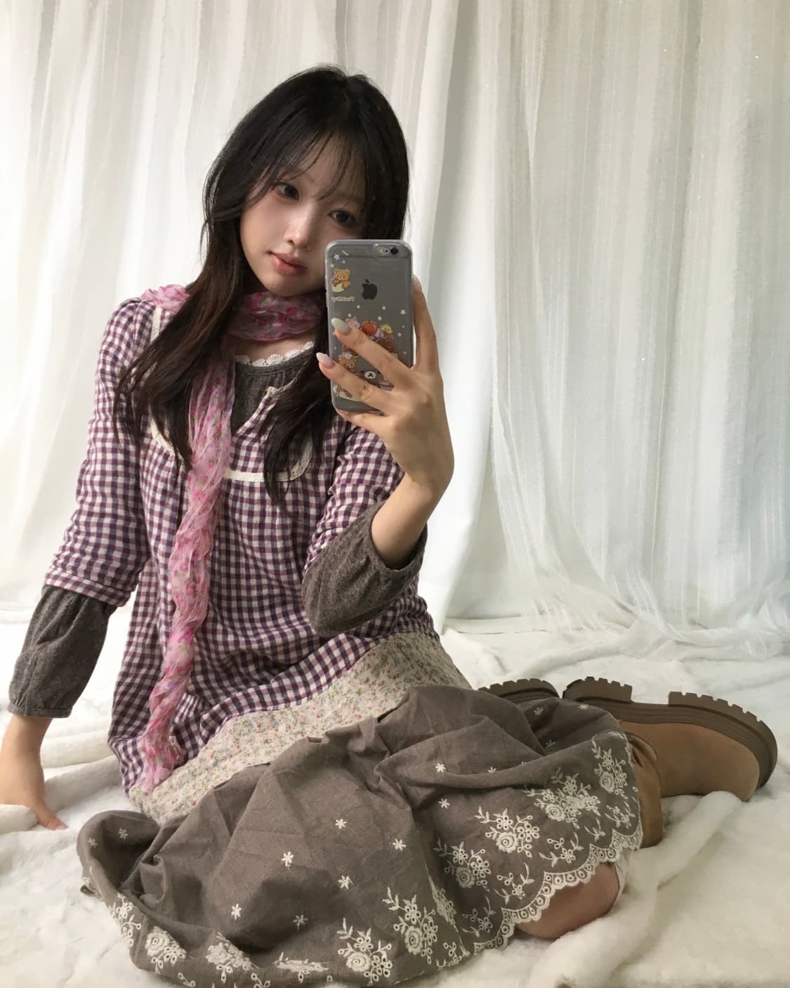 빈티지 엔틱 체크 모리 코디세트  상품이미지1