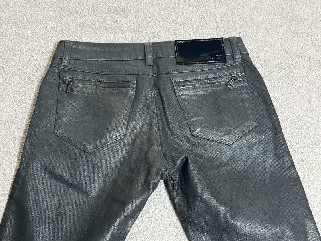 국내유일 PRADA 프라다 블랙진 코팅진 데님 팬츠 25-26 릭오웬  상품이미지1