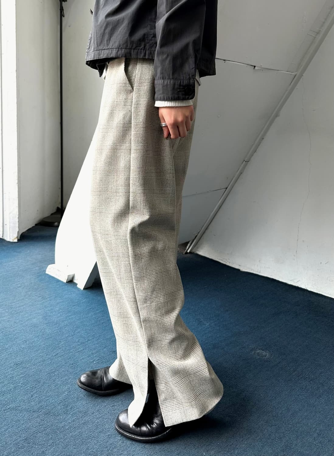 High gauge side slit design check trouse 상품이미지3