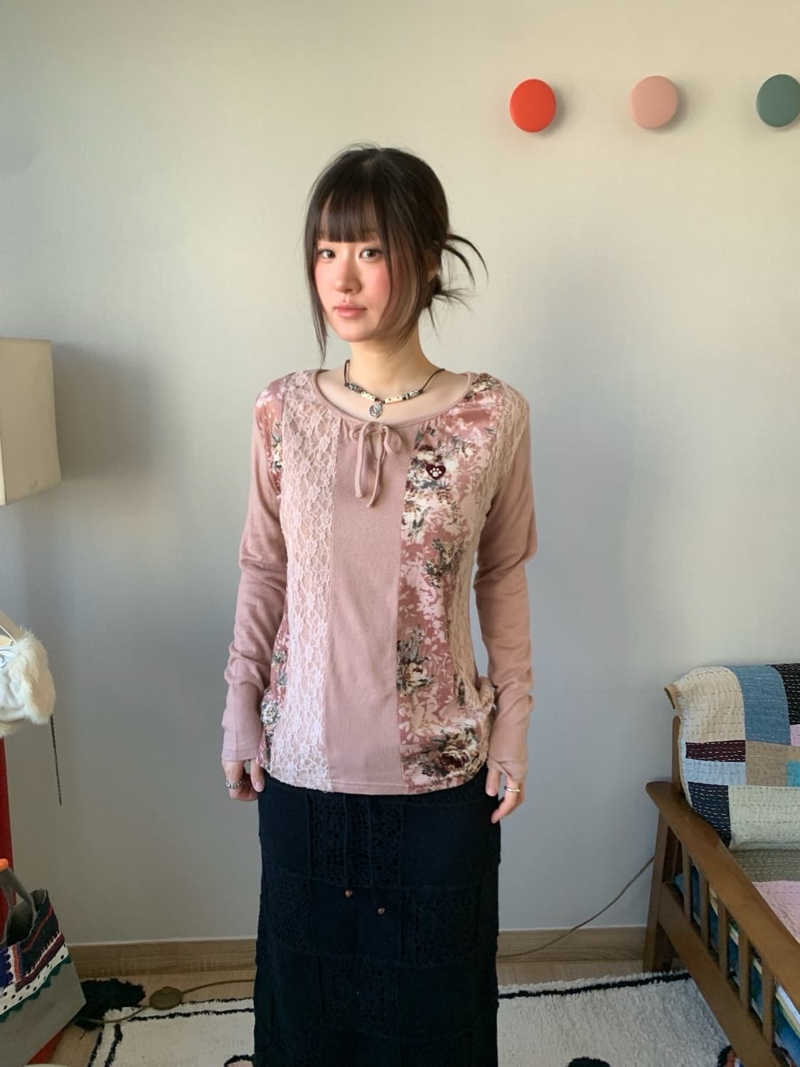 lace patchwork cotton top 상품이미지4