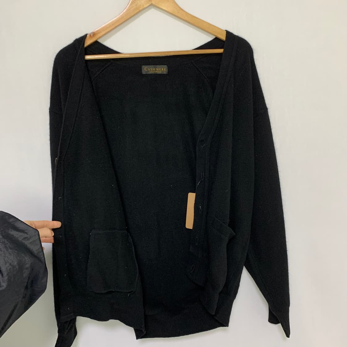 빈티지 캐시미어 100% 블랙 브이넥 니트 가디건 상품이미지7