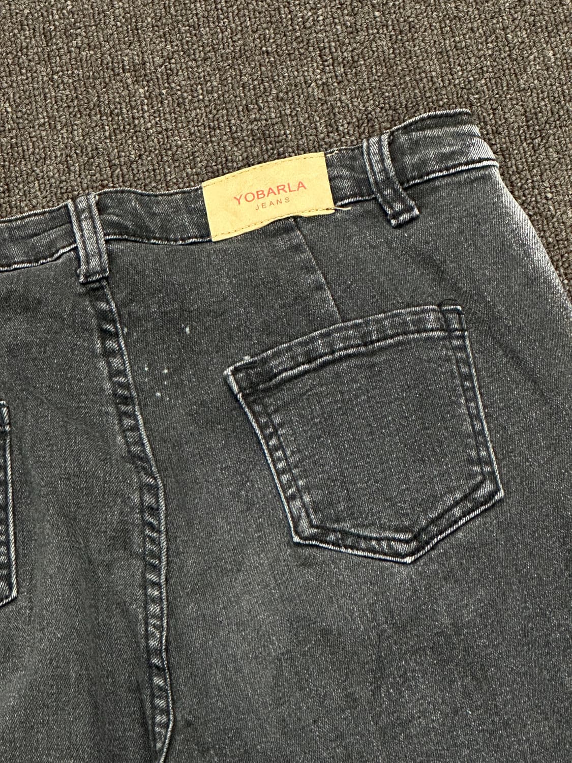 XL)Japanese vintage 여성 그레이 워싱 라인 부츠컷 데님팬 상품이미지4