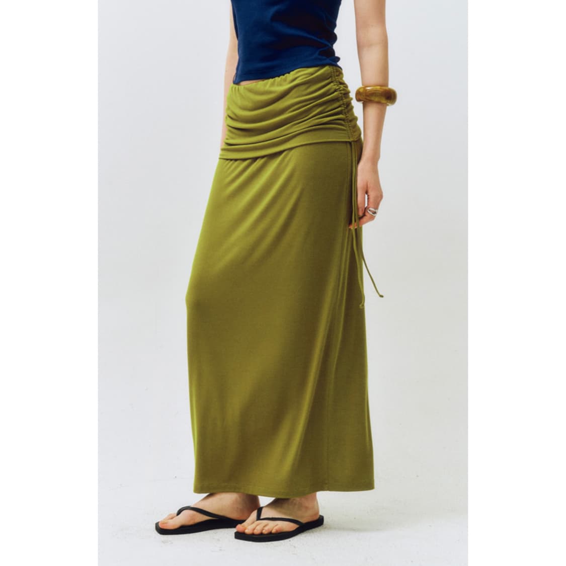 씨타 에브리데이 컴포트 롱스커트 올리브 상품이미지2