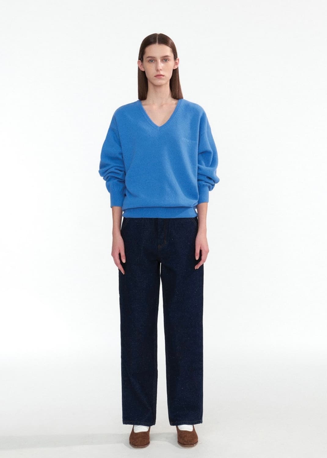 낫띵리튼 헤이그 브이넥 풀오버 니트 블루  상품이미지1