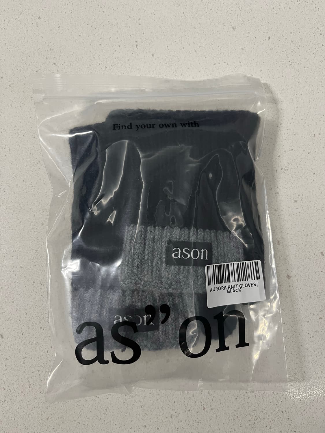 ason 애즈온 오로라 니트 장갑 블랙/그레이 상품이미지1