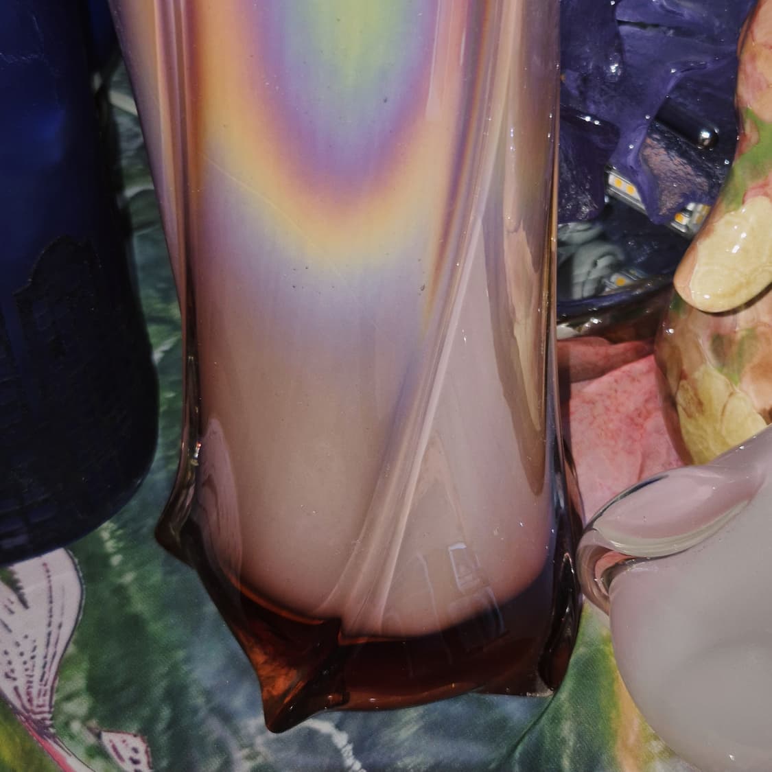 70s 이와츠 아트글라스 스윌 오로라 대형 꽃병 상품이미지9