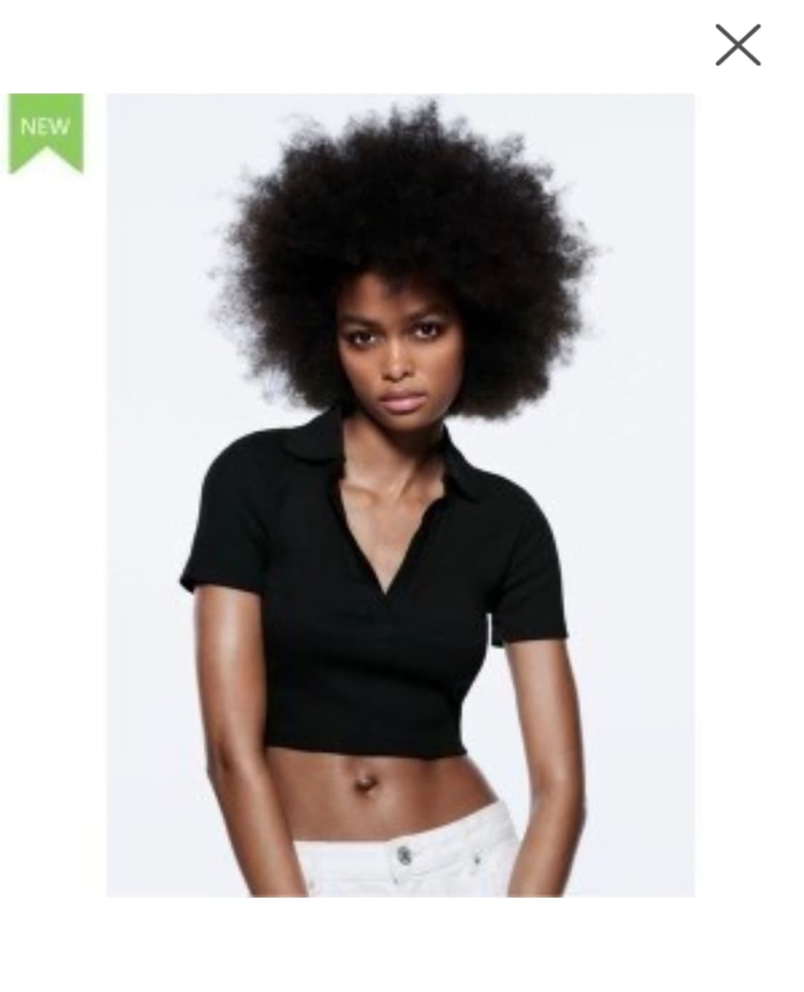 Zara 빈티지 블랙 크롭 카라넥 반팔티셔츠 상품이미지1