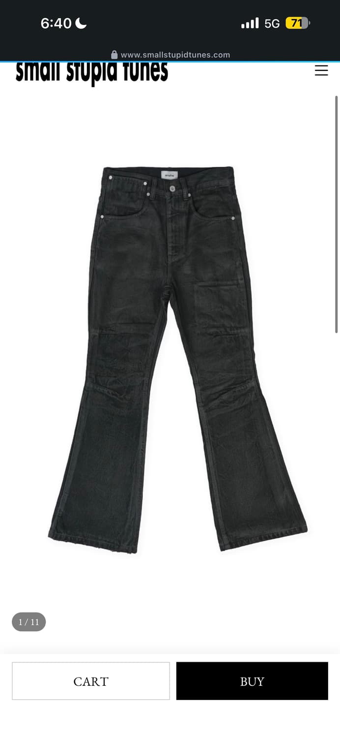 smallstupidtunes waxed flare denim pants 상품이미지4