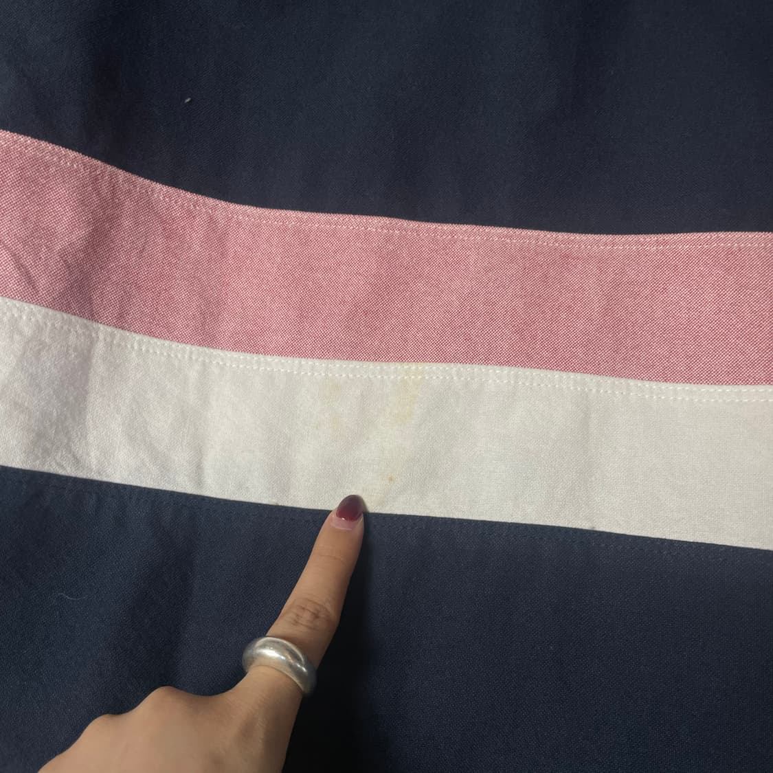 타미힐피거 네이비 핑크 화이트 심플 단가라 S 커스텀핏 상품이미지8