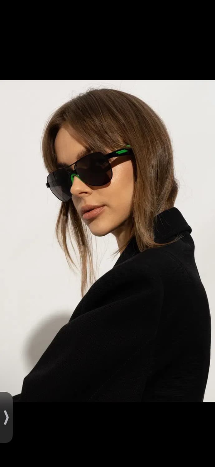 보테가베네타 블랙 메탈 마이터 에비에이터 선글라스 블랙그린 OS 상품이미지6