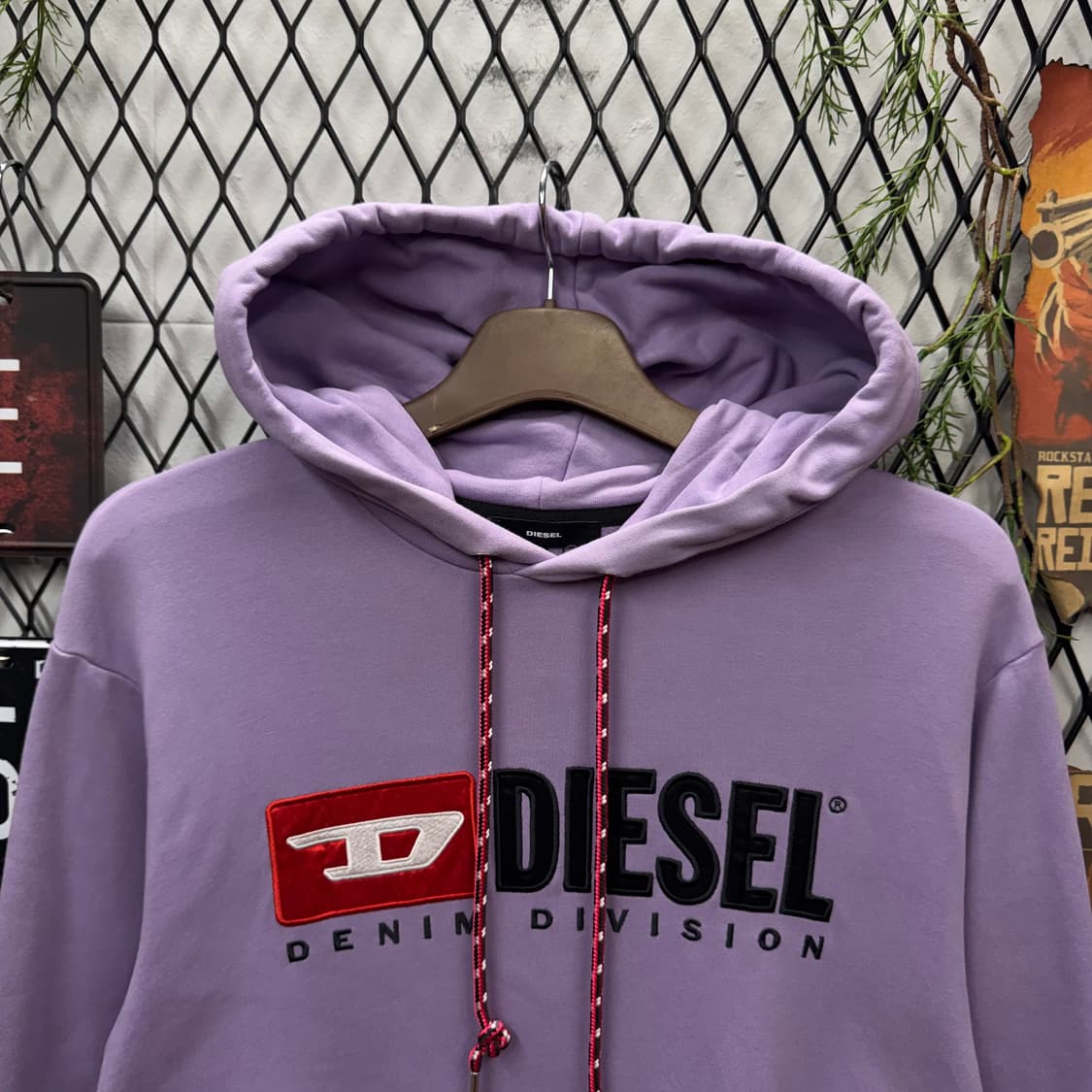 디젤 후드 원피스 전면 데님 디비전 로고 포인트 퍼플 상품이미지3
