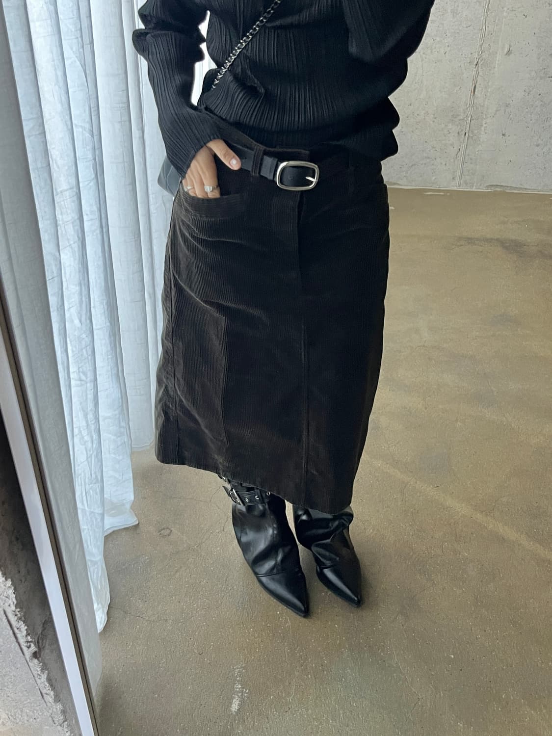 MHLmargarethowell 마가렛호웰 코듀로이 스커트 다크그린 상품이미지6