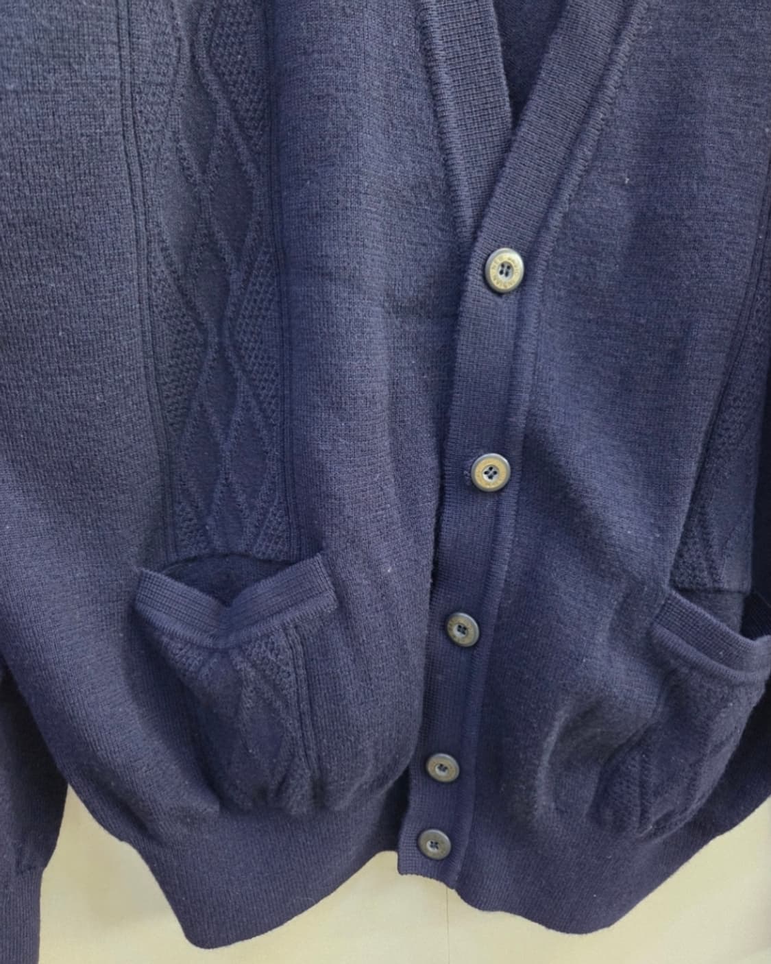 인디안(정품)짙은네이비컬러   지적인 울 니트가디건 셔츠 남방 스웨트 상품이미지2