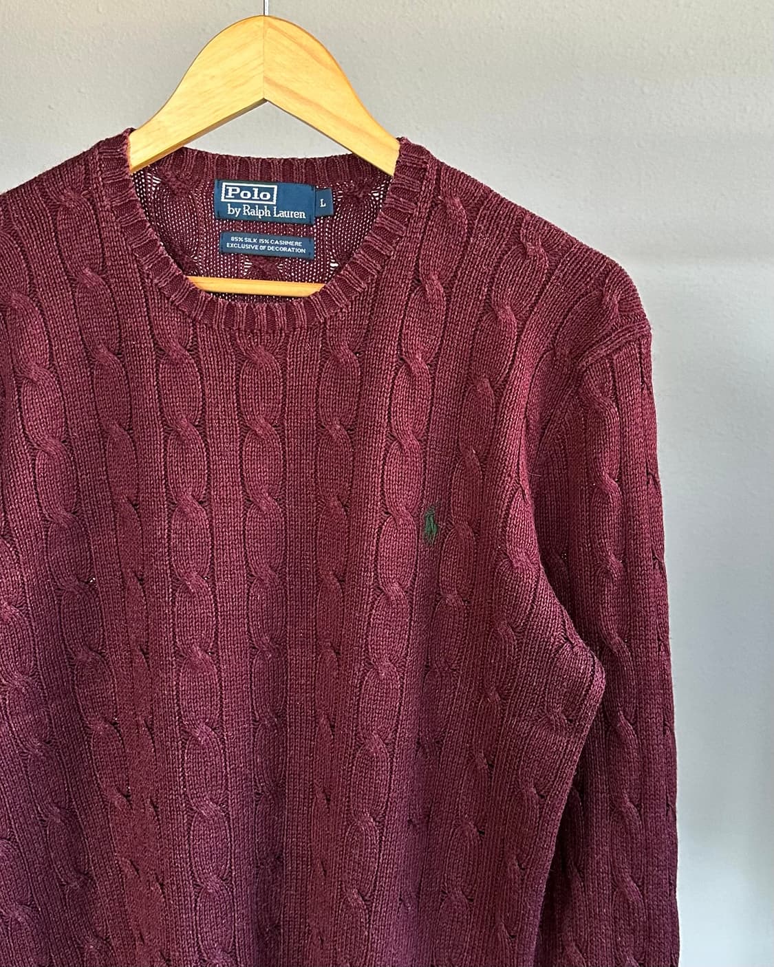 [L]폴로 랄프로렌 꽈배기 케이블 캐시미어 실크 니트 상품이미지4