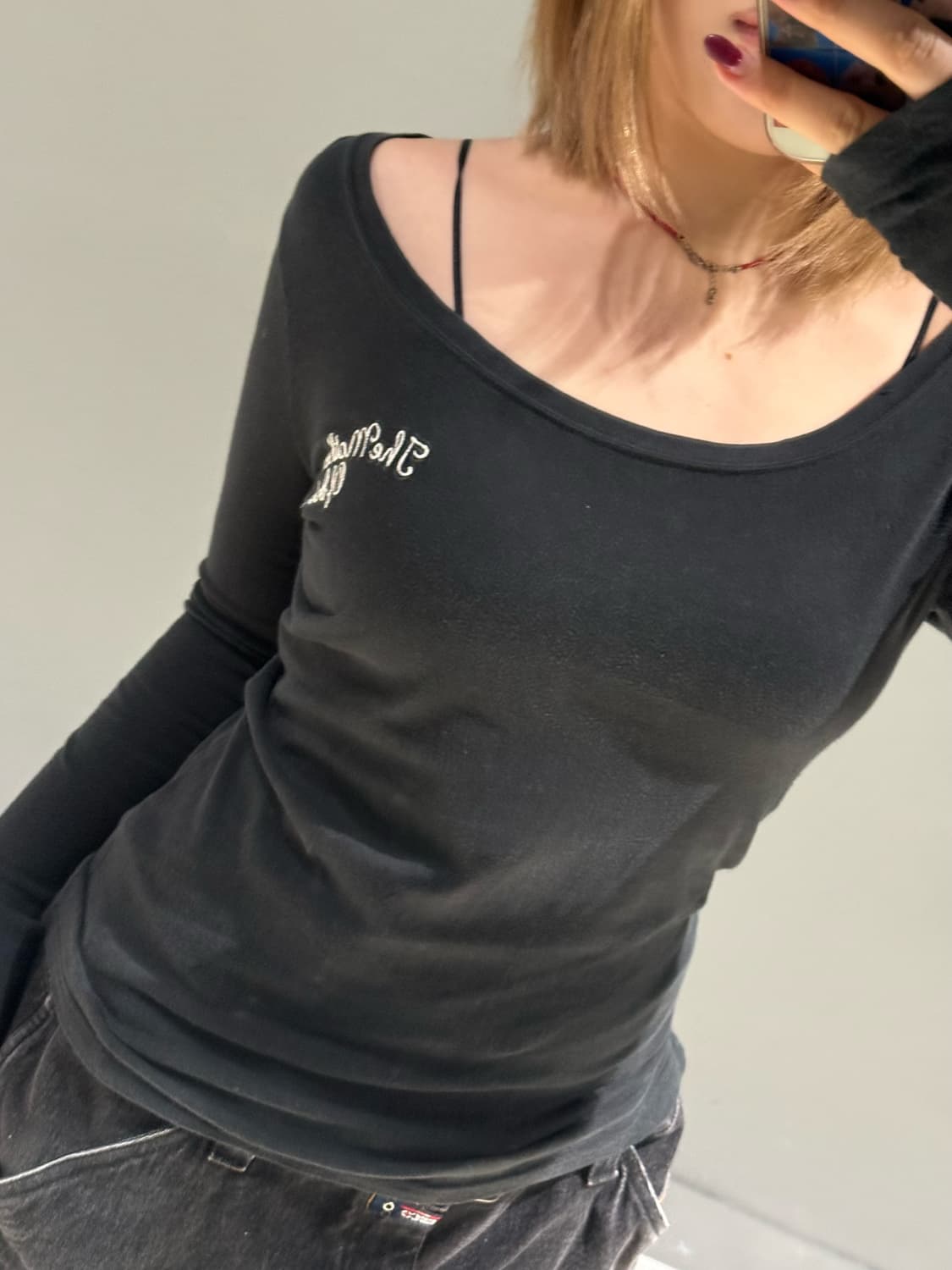 Maria printing wide neck long sleeve 상품이미지3