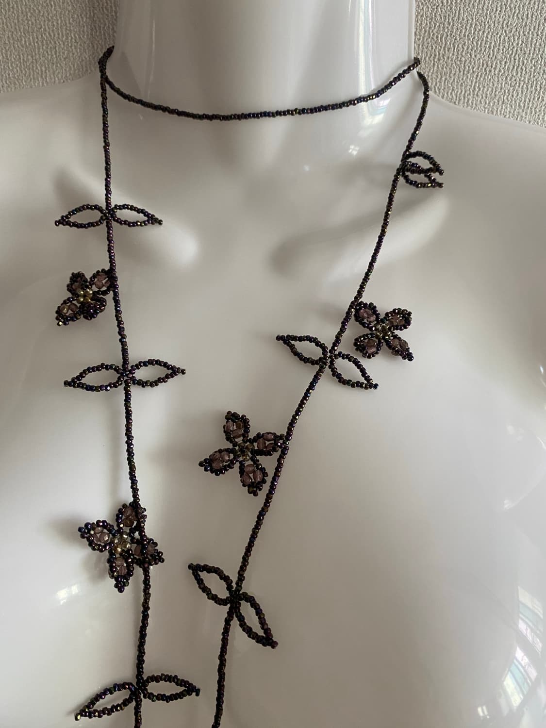 일본 수입 비즈 롱 목걸이 타이형 상품이미지3