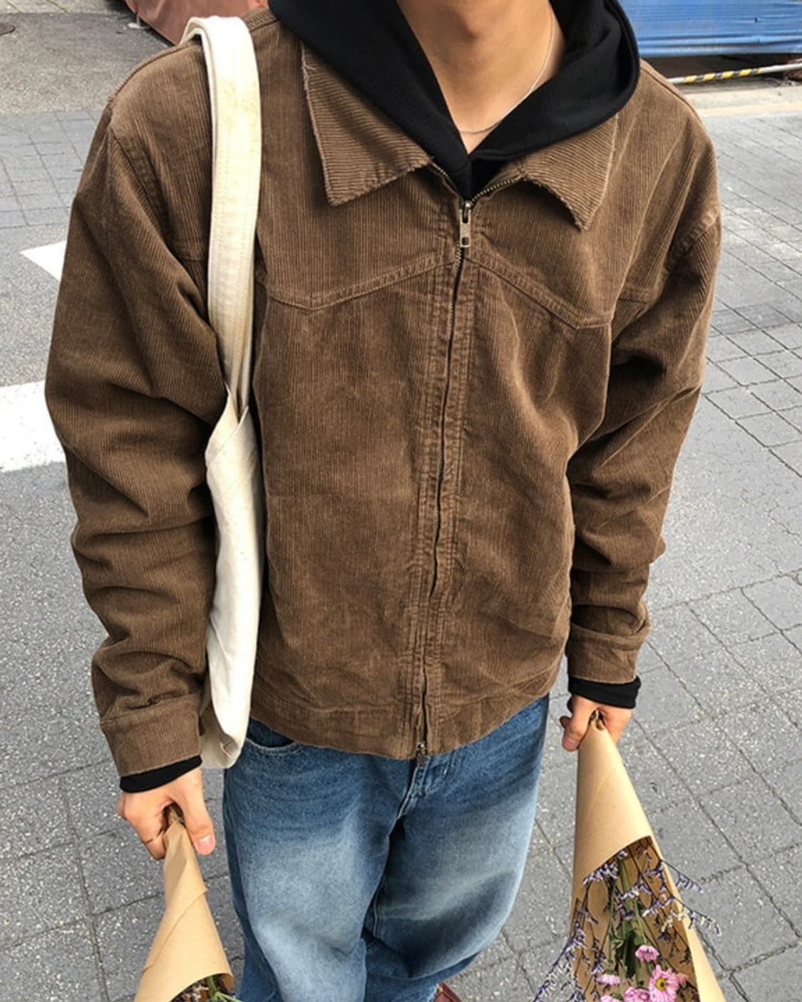 브라운 빈티지 다잉 코듀로이 자켓 웨스턴 워크웨어 크롭핏 유니섹스 상품이미지2